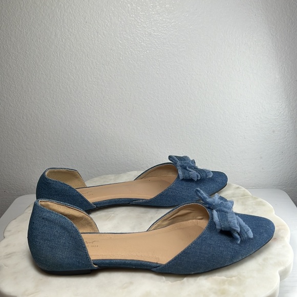 Women’s Comfort by Predictions denim flats with bow fringed accent, size 8 M - Picture 5 of 12